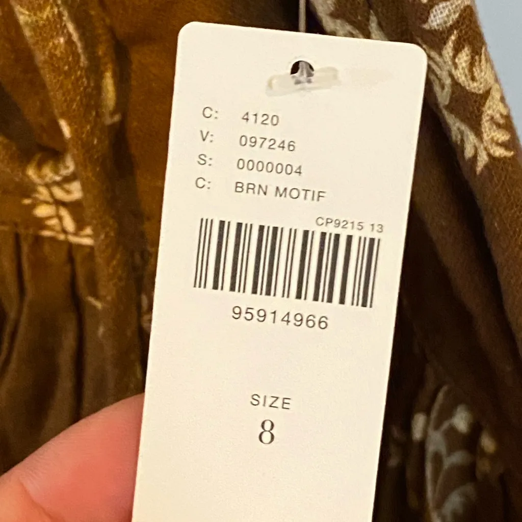 Anthropologie Basque Waist Mini Skirt Brown Cream Floral Bows cotton linen Fall - Image 7