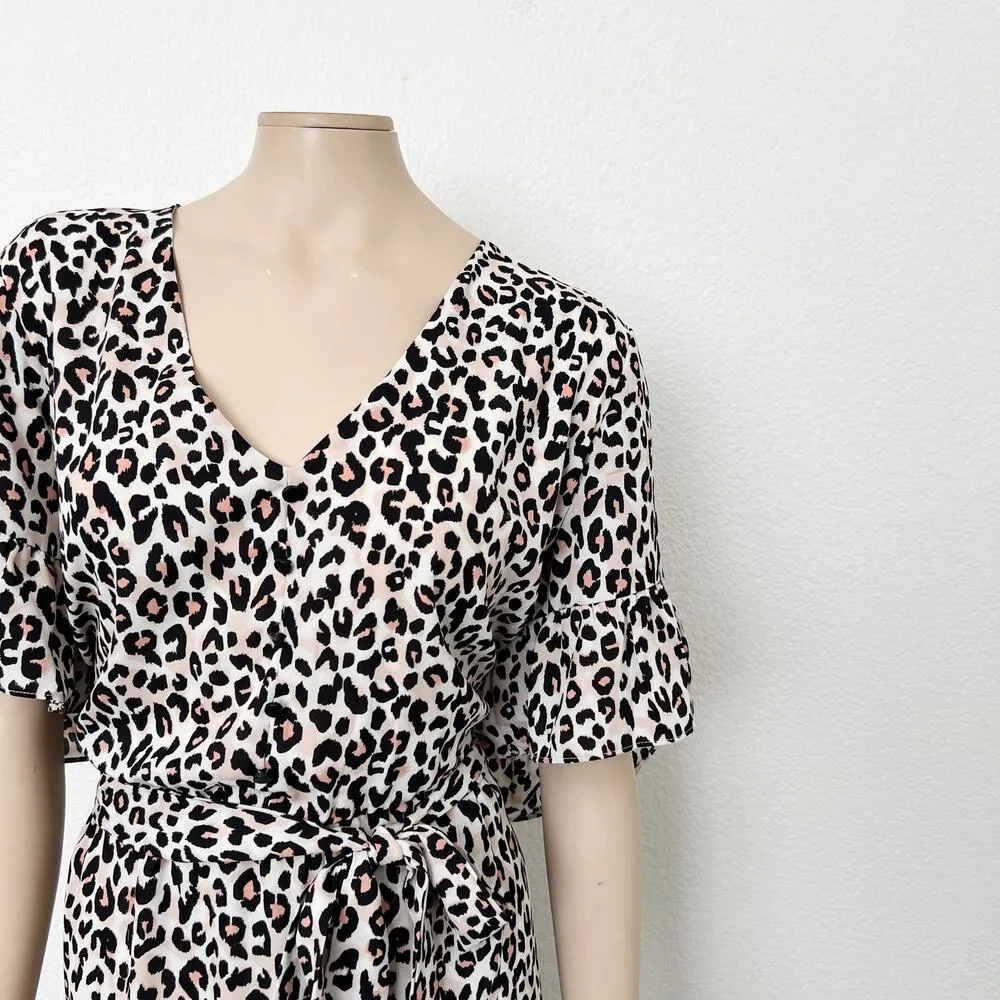 [City Chic] Prowess Swish Leopard Print Midi Dress Ruffle Hem V-Neck Sz Large 20 - Image 4