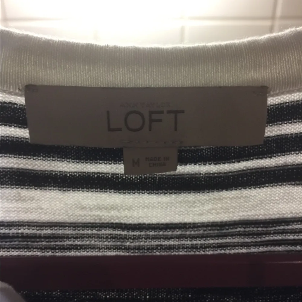 Loft navy and white cotton sweater - Image 3