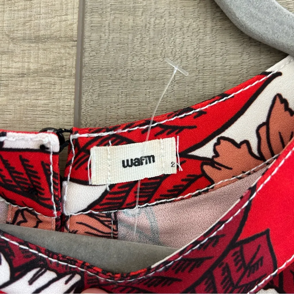 Warm NY Red Floral Short Sleeve Poppy Boxy Blouse M Size M - Image 4