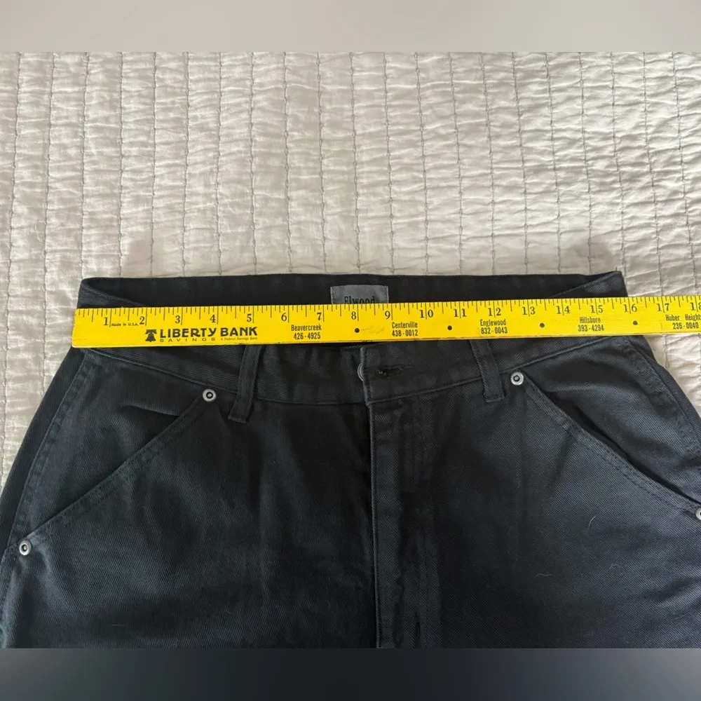 Elwood Black Denim Jeans Size Large Cropped Wide‎ Leg New Condition - Image 6