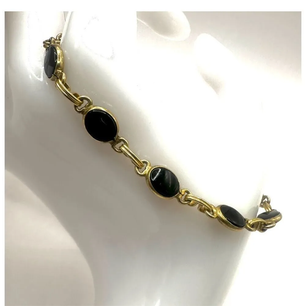 12k gold filled black onyx link bracelet - Image 2