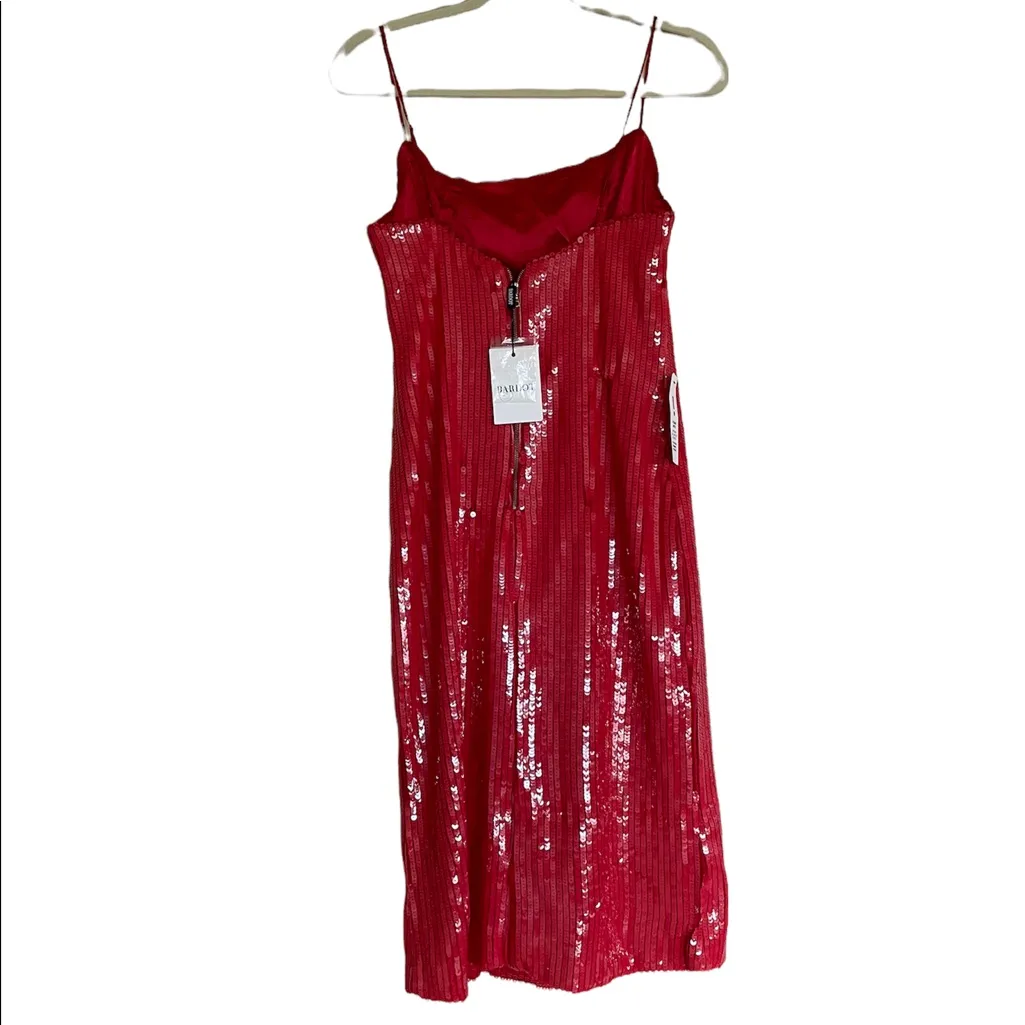 NWT BARDOT Women's Beckett Sequin Slit Sheath Dress In Lipstick Red SZ-4 - Image 11