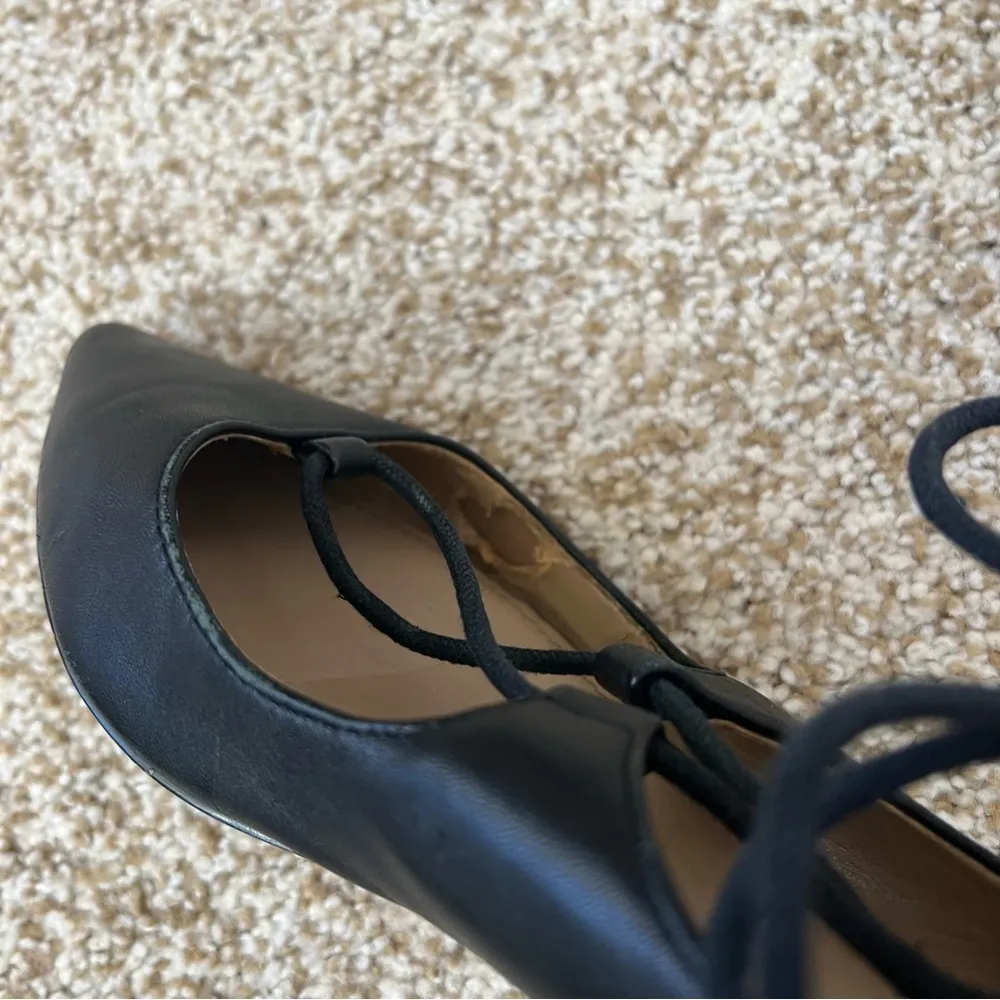 Saks 5th Avenue Saks Fifth Avenue Estyn Flats Women Size 7.5 Lace
Up Pointed Toe Black Leather - Image 14