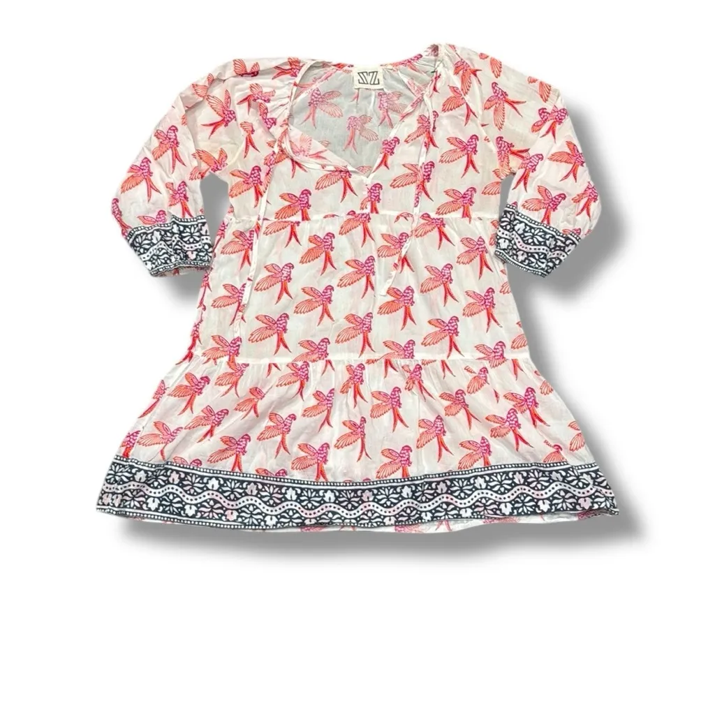 SZ Blockprint Dress Coverup Hummingbird Print Blue
Bright Pink White Neon Parrot - Image 3