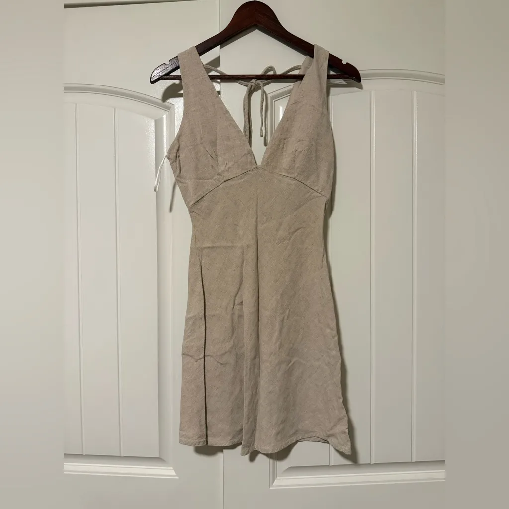 Princess Polly linen blend Cream Sleeveless Dress - Image 2