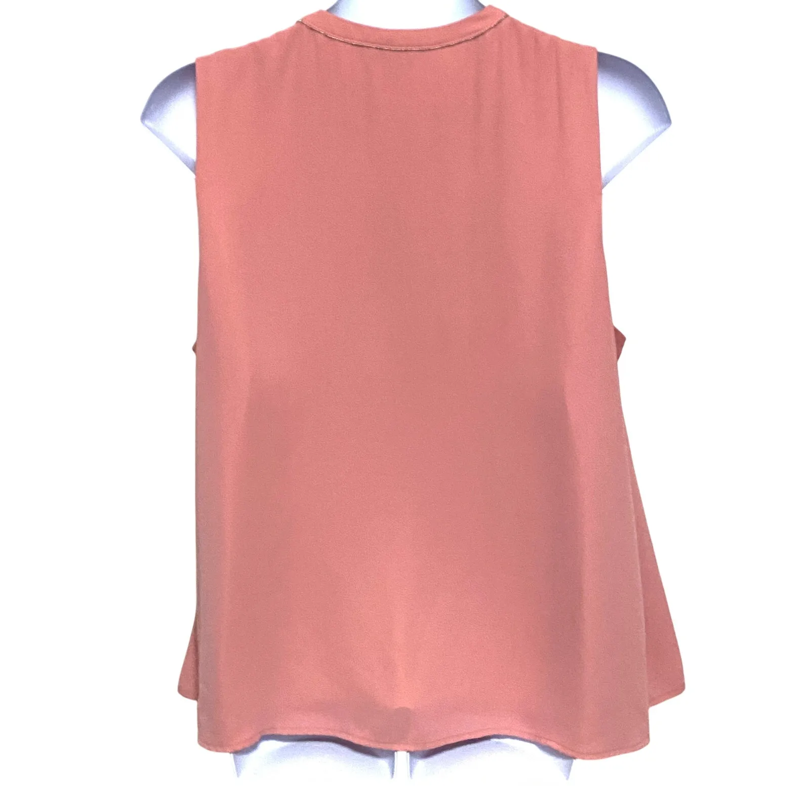 Truly Poppy Beaded Pink Chiffon Sleeveless Blouse 3X Tie Front Feminine Flowy - Image 4