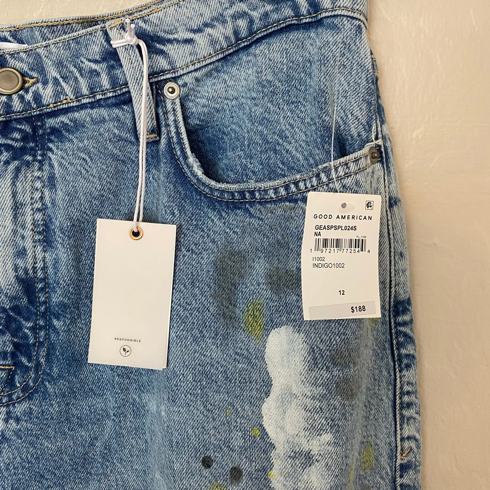 Good American Good Ease Wide Leg Jeans Womens Size 12 31 Artsy Edgy - Image 5