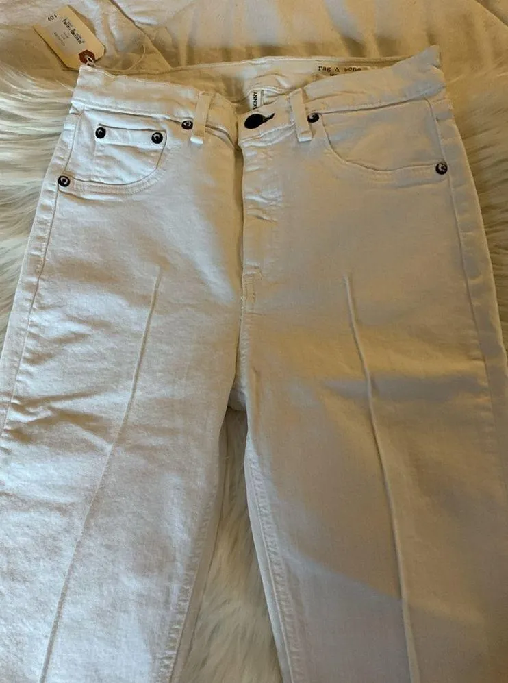 Rag & Bone - High Rise Ankle Skinny Jean - White Manson - Image 5