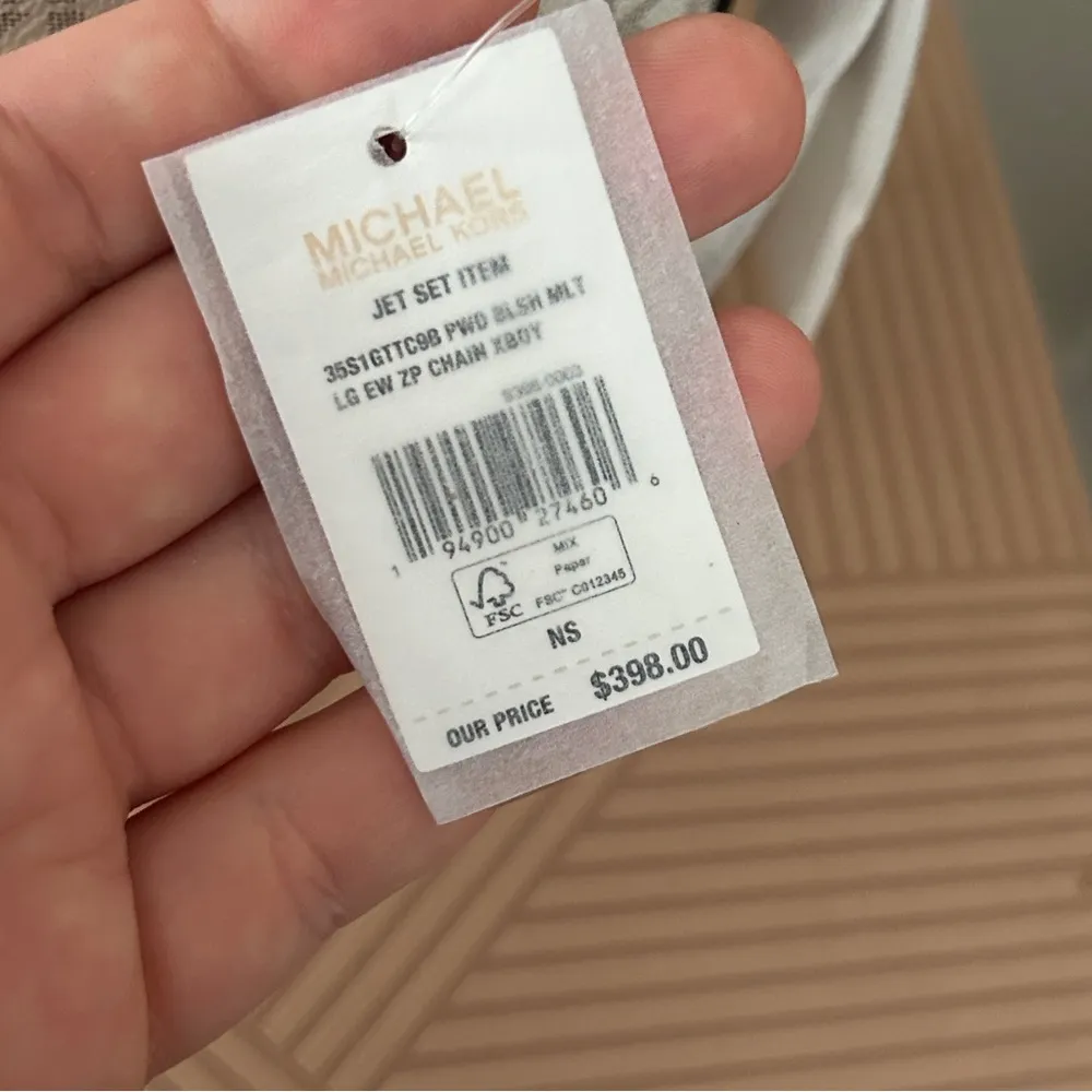 Michael Kors Cream Blush Pink Crossbody Bag Jet Set Signature Style Chain Logo - Image 8