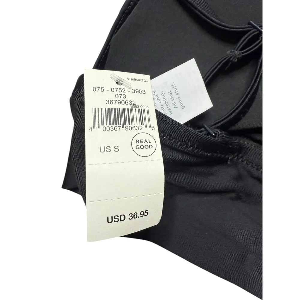 NWT Aerie Ruffle Longline Triangle Bikini Top Women S Black Feminine Girly - Image 5