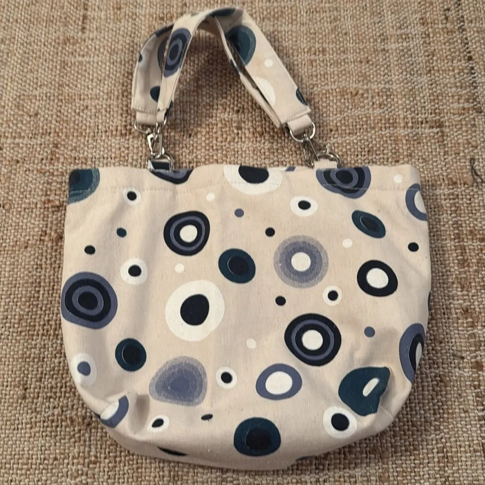 Elan Vital Purse Circle Print Silver Hardware Blue - Image 4