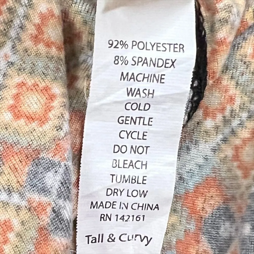 Lularoe Buttery Soft Leggings Size TC Tall & Curvy Orange Black Geometric Print - Image 4