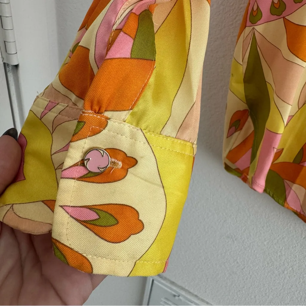 Zara Multicolor Abstract Patterned Button Blouse Size: XS - Image 6