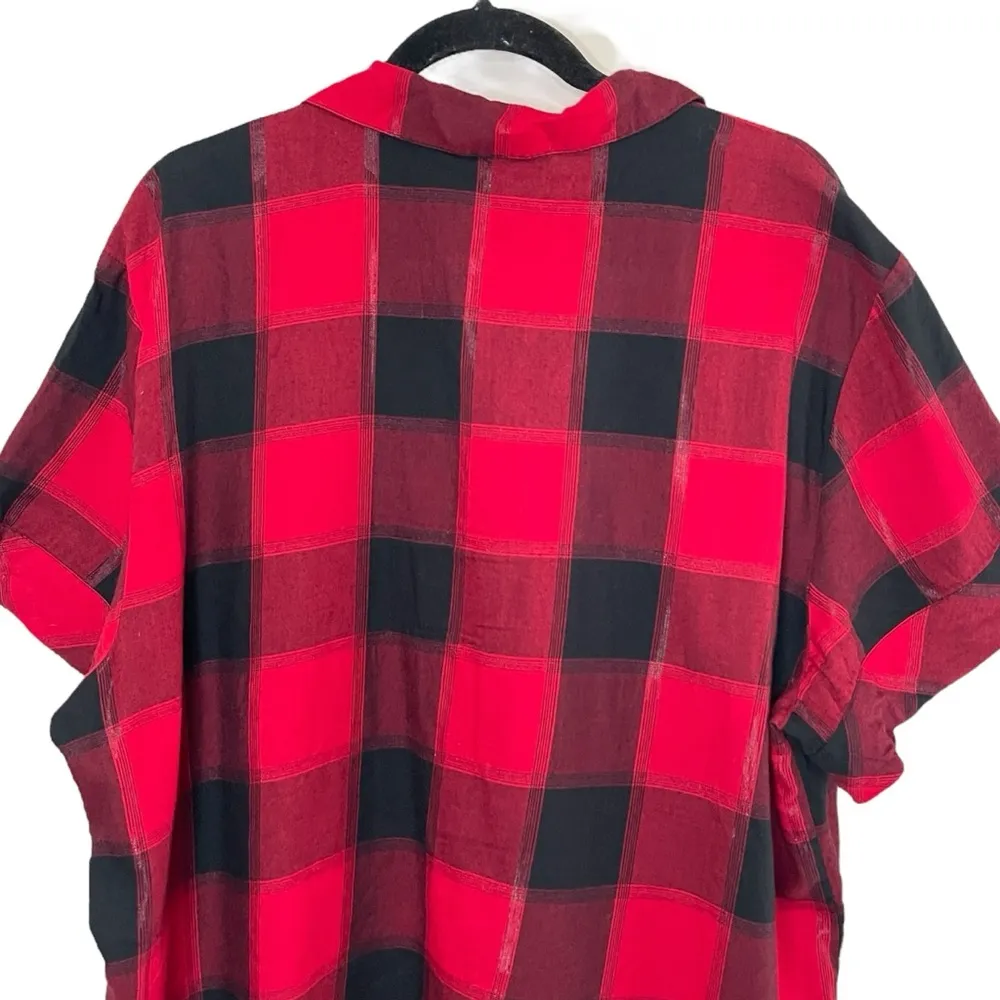 VICTORIA’S SECRET Buffalo Plaid Short-Sleeve Flannel Button Down, XXL - Image 7