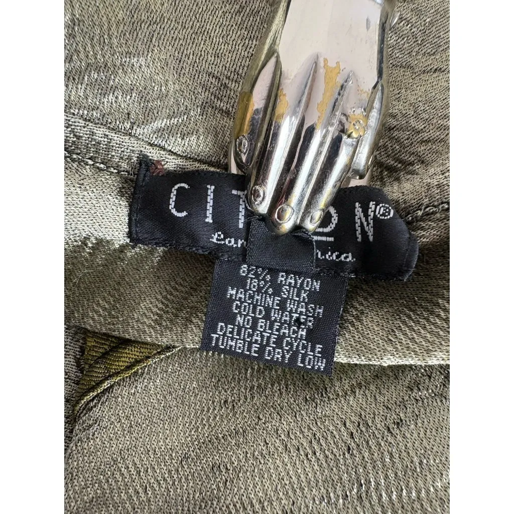 *Citron Santa Monica Blazer XL Black Silk Blend Mixed Print Button Quiet Luxury - Image 7