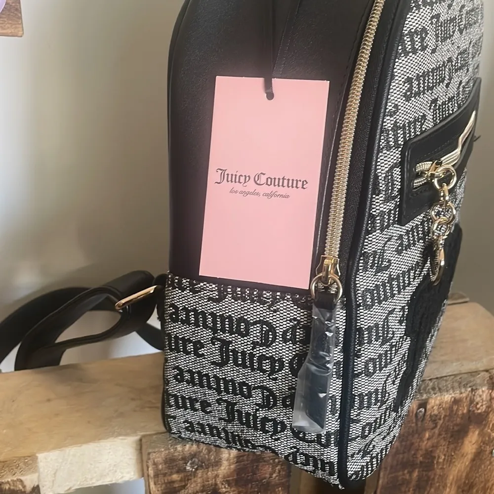 Juicy Couture Backpack Black/Beige zip paparazzi bag New Sz OS - Image 2