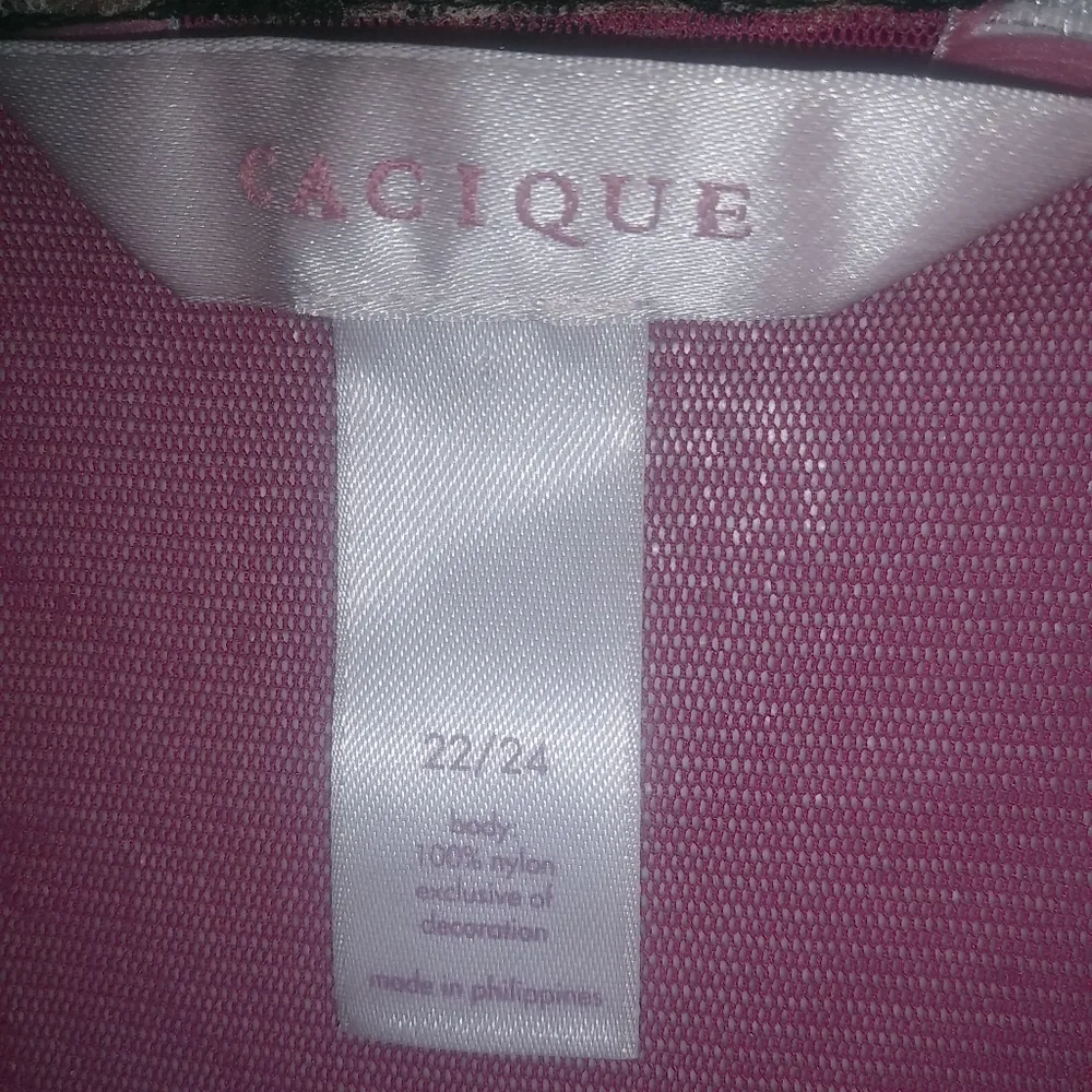 Cacique 22/24 Negligee Sleep Gown Chemise Pink Leopard Trim Plus - Image 8