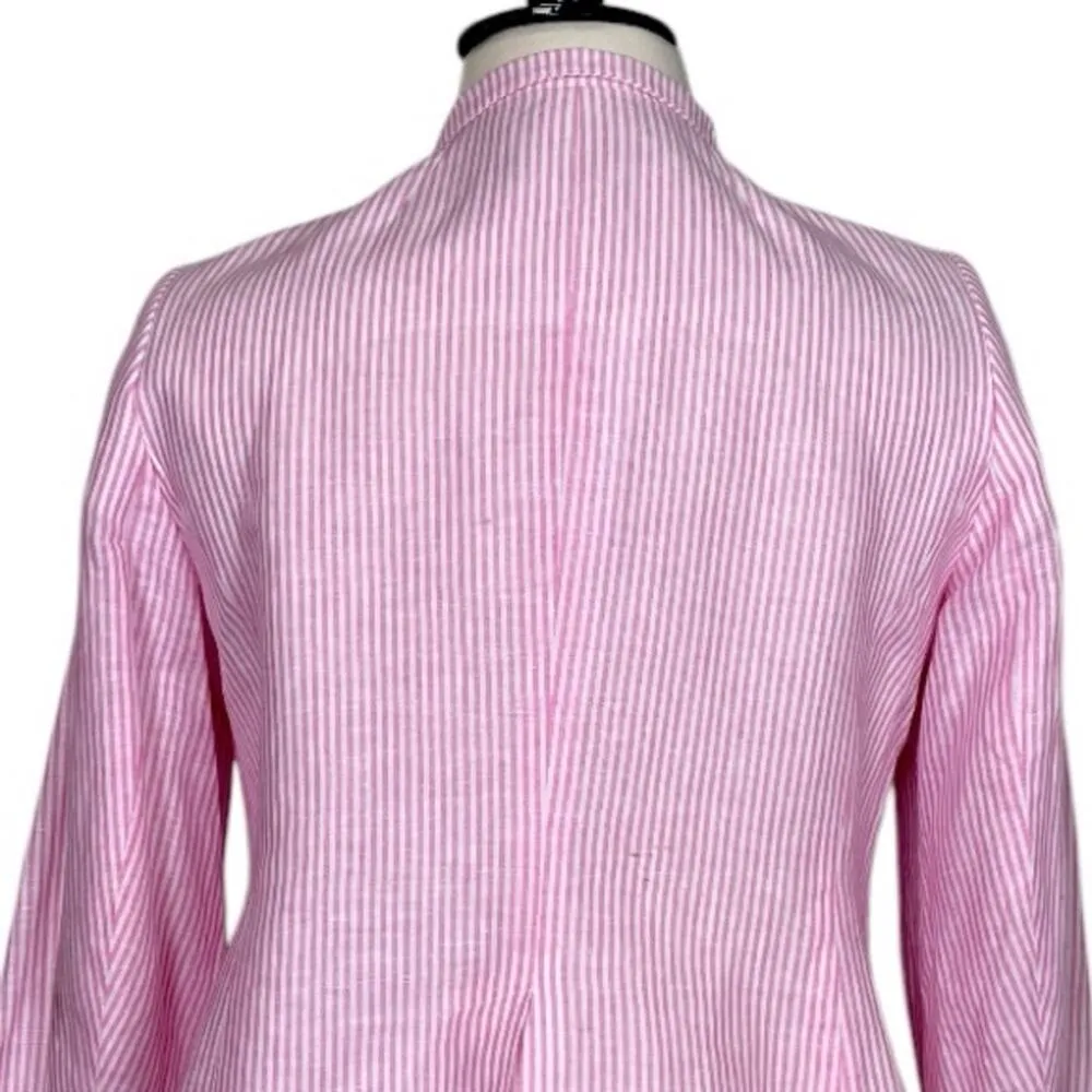 Talbots Blazer Notch Lapel Seersucker Pockets Pink White Stripes Women’s 14WP - Image 8