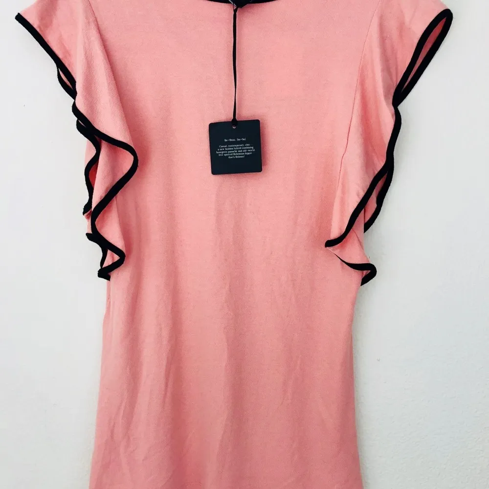 NWOT Bobeau X Nordstrom Ruffle Sleeve Cut Out Blouse Top Pink - Image 5