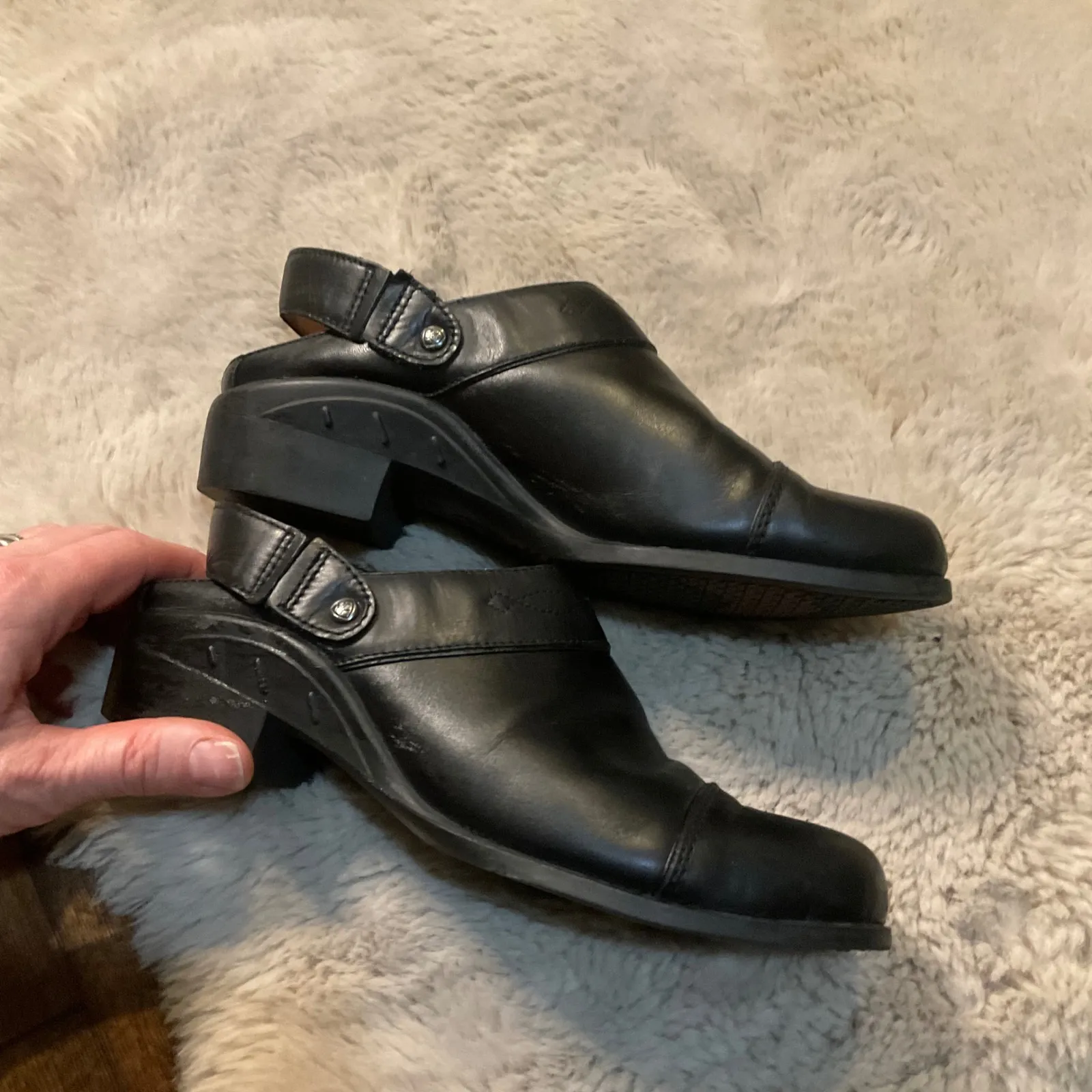 Ariat ATS Cap Toe‎ Mule Size 6.5 Black Leather Slip On Womens Comfort Slide Clog - Image 2