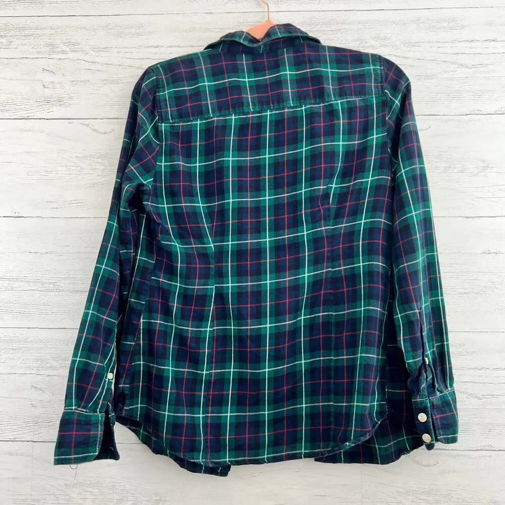 J. Crew Cotton Plaid Long Sleeve Button Up Flannel Shirt Size S - Image 2