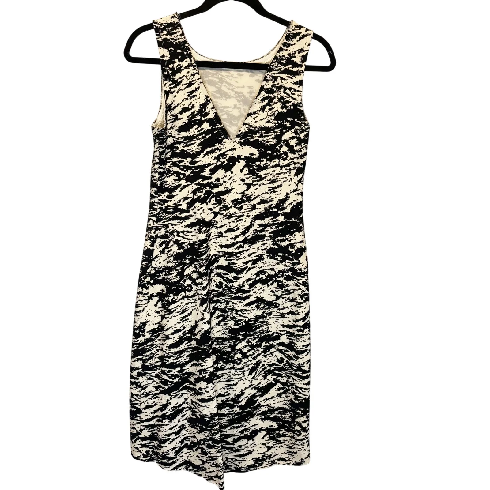 Rag & Bone Gracie Sleeveless Abstract Cream & Black Knee Length Dress - size 2 - Image 4