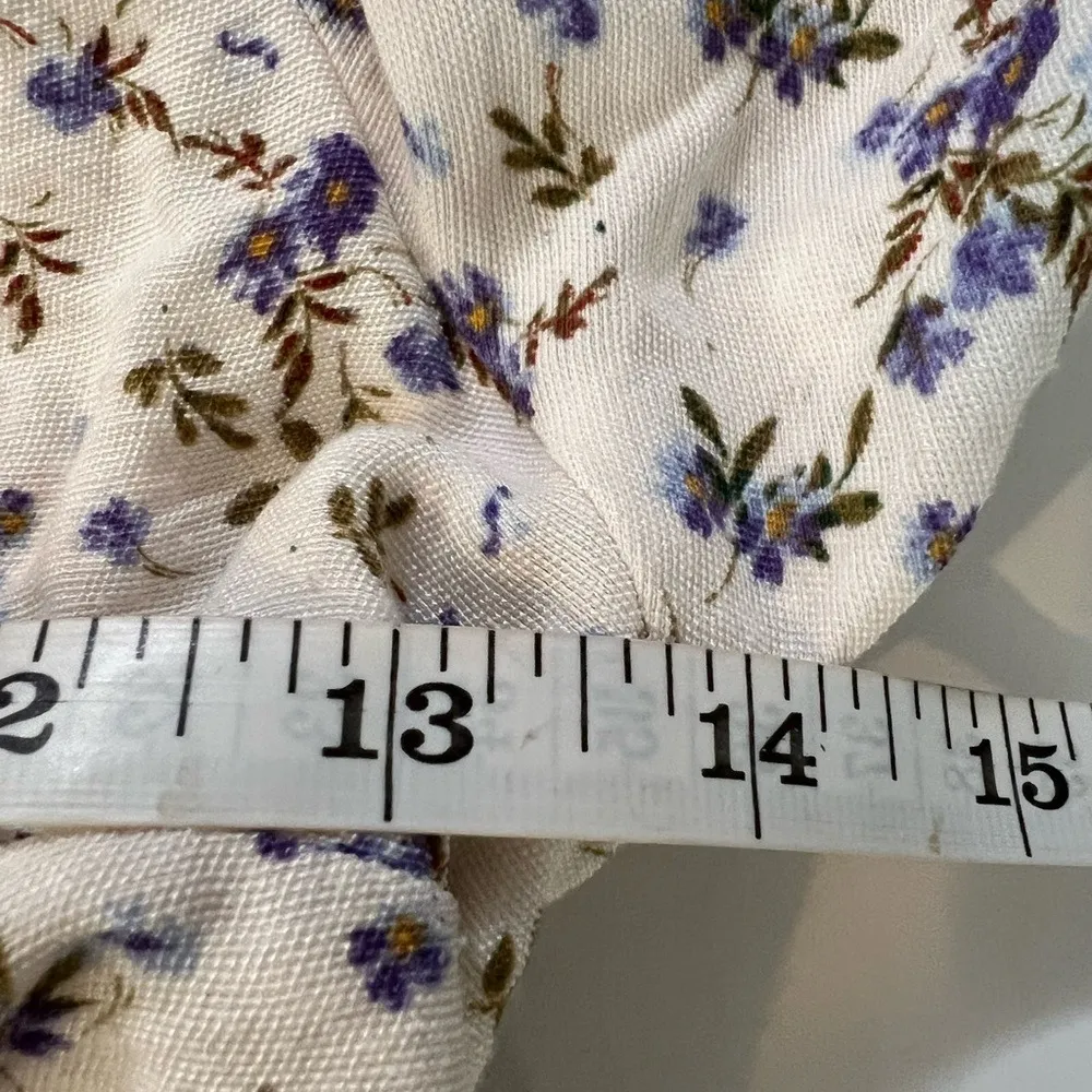 MinkPink Hailey Floral Midi Dress XS Puff Sleeves Shirred Elastic Bodice - Image 8