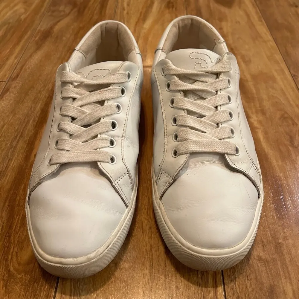 sam edelman ethyl white leather sneaker women size 8, lace up & tie, casual - Image 2