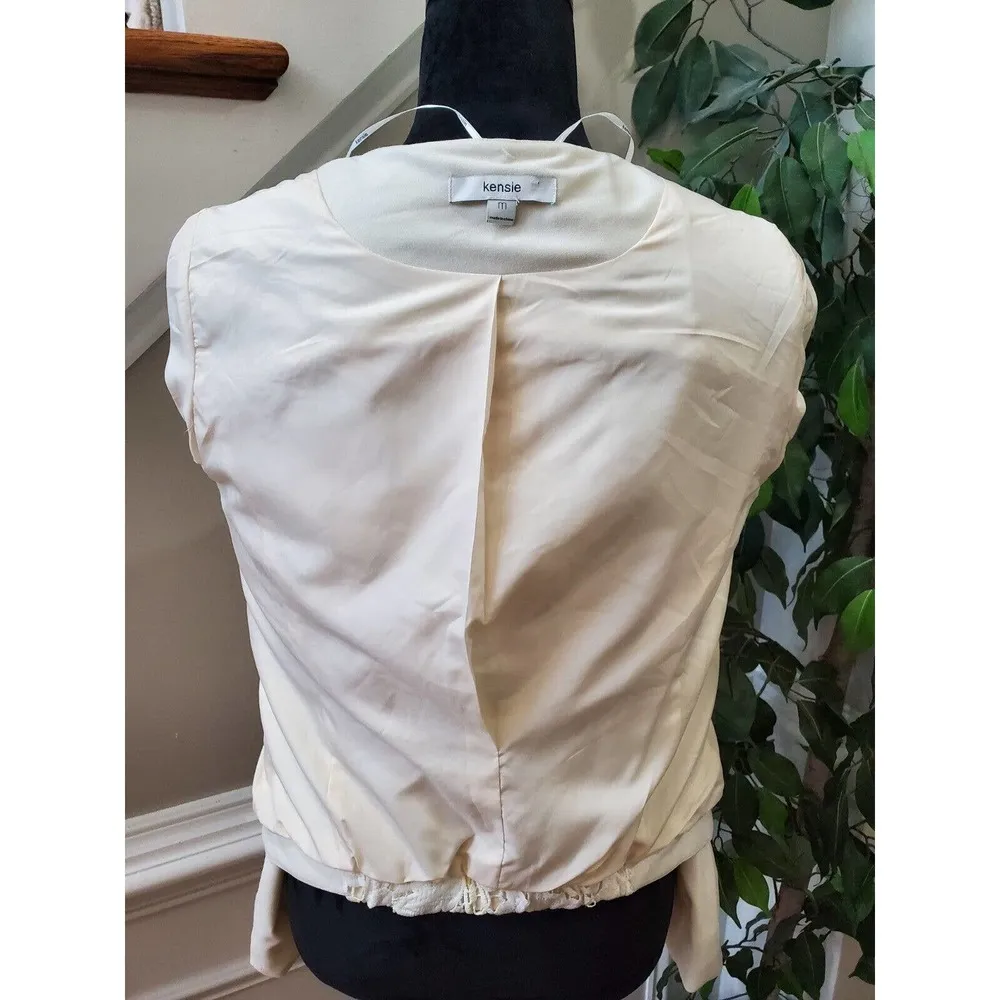 Kensie Women's White Polyester Long Sleeve Open Front Jacket Blazer Size Medium - Image 10