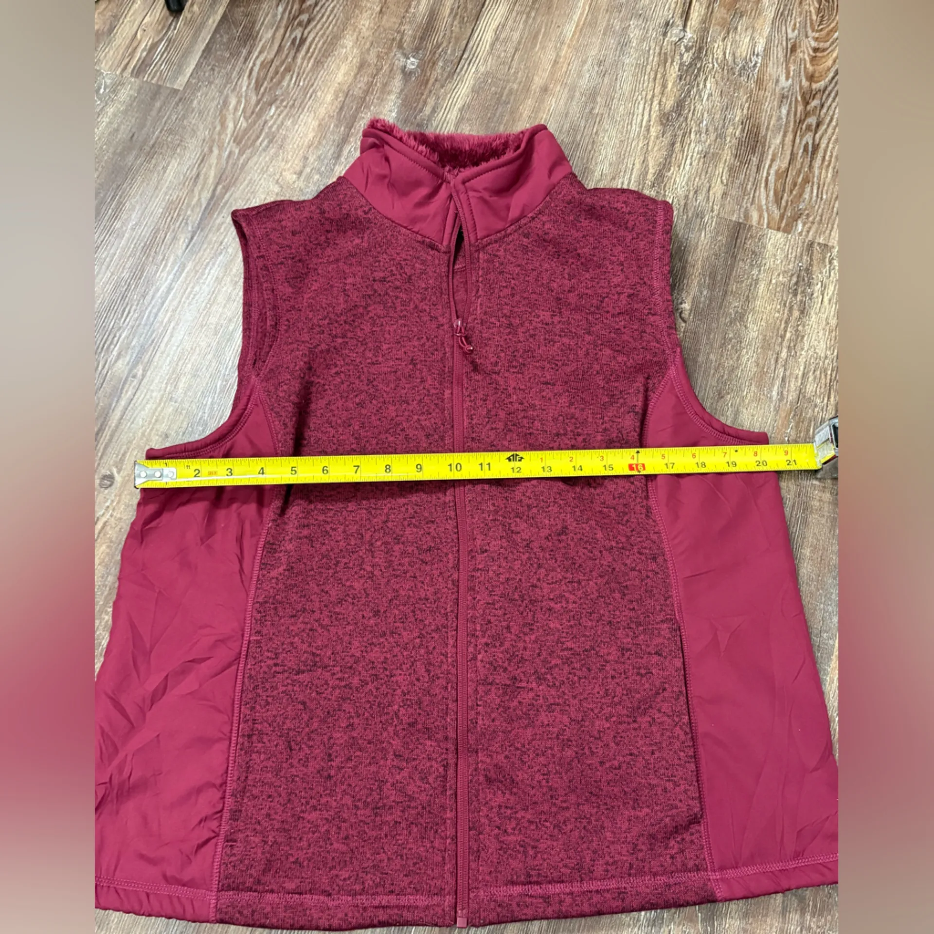 G H Bass & Co Womens Maroon Full Zip Knit Sleeveless Vest Jacket XL Winter Red - Image 4