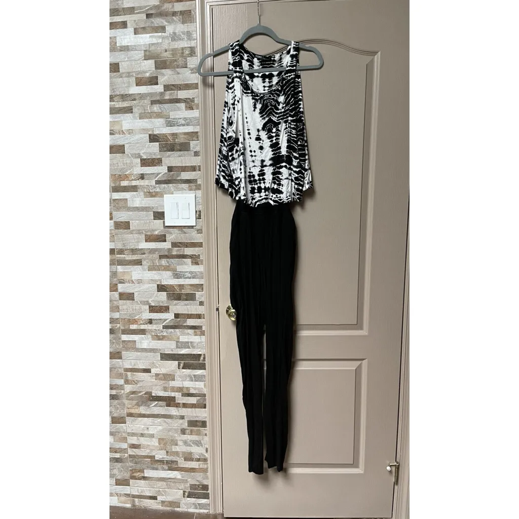 Gypsy 05 Black & Gray Tie Dye Split Back Jumpsuit Whimsigoth Fairy Grunge Sz S - Image 2