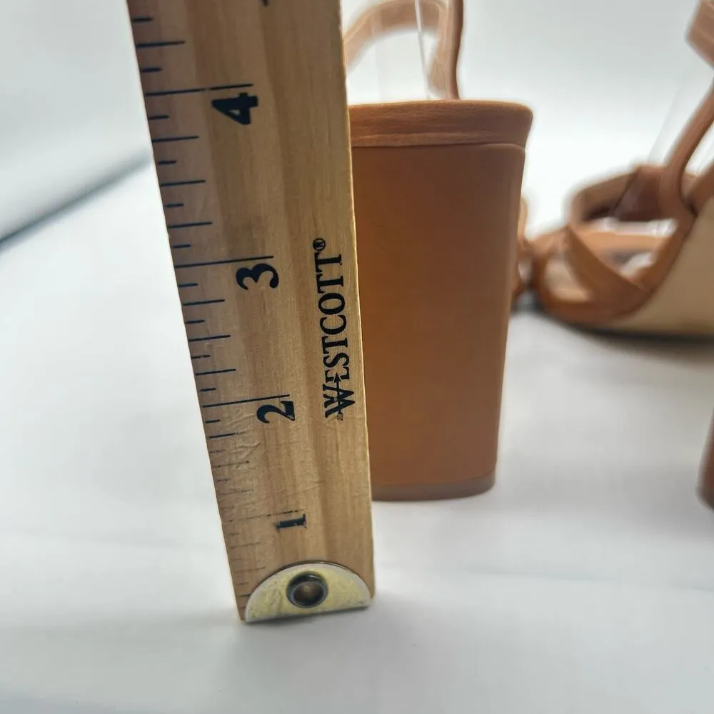 Journee Collection Sandals Womens 7 Brown Gibssen Heeled Open Toe Blocked Heel - Image 7