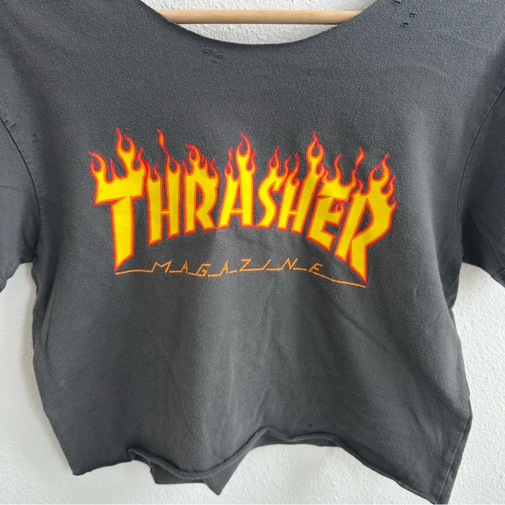 Thrasher Magazine Off the Shoulder Cropped Tee - Image 2