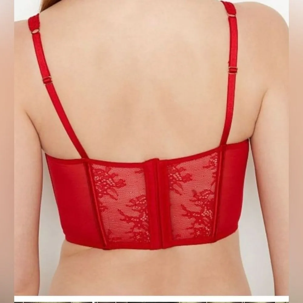 NWT VICTORIA'S SECRET Dream Angels Unlined Red Lace-Up Corset Top- Size Small-DD - Image 2