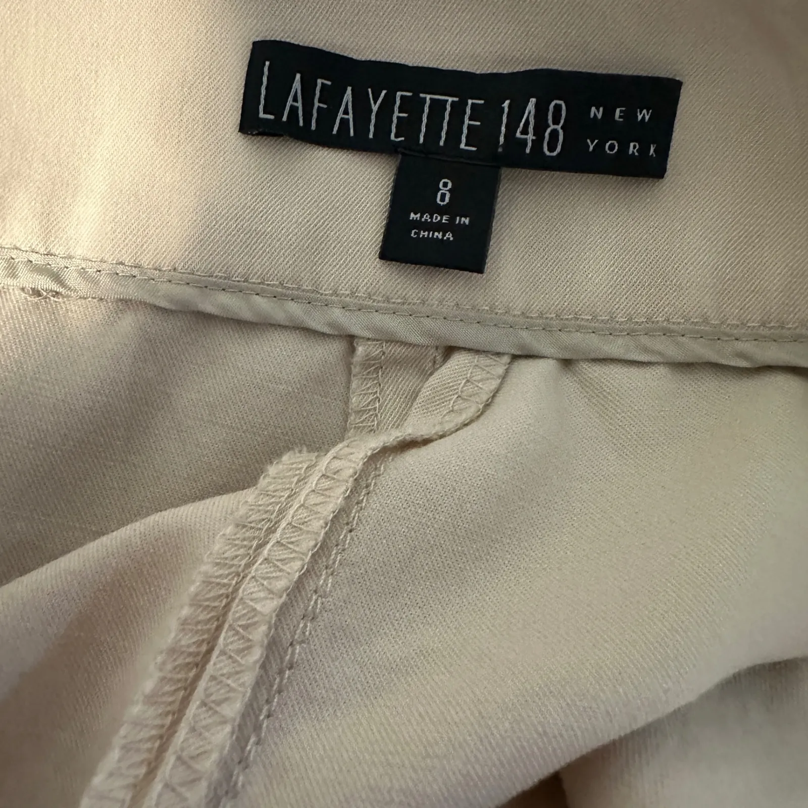 Lafayette 148 Pants Womens 8 Waverly‎ Wide Leg Wool Dress Office Beige Stretch Tan - Image 8