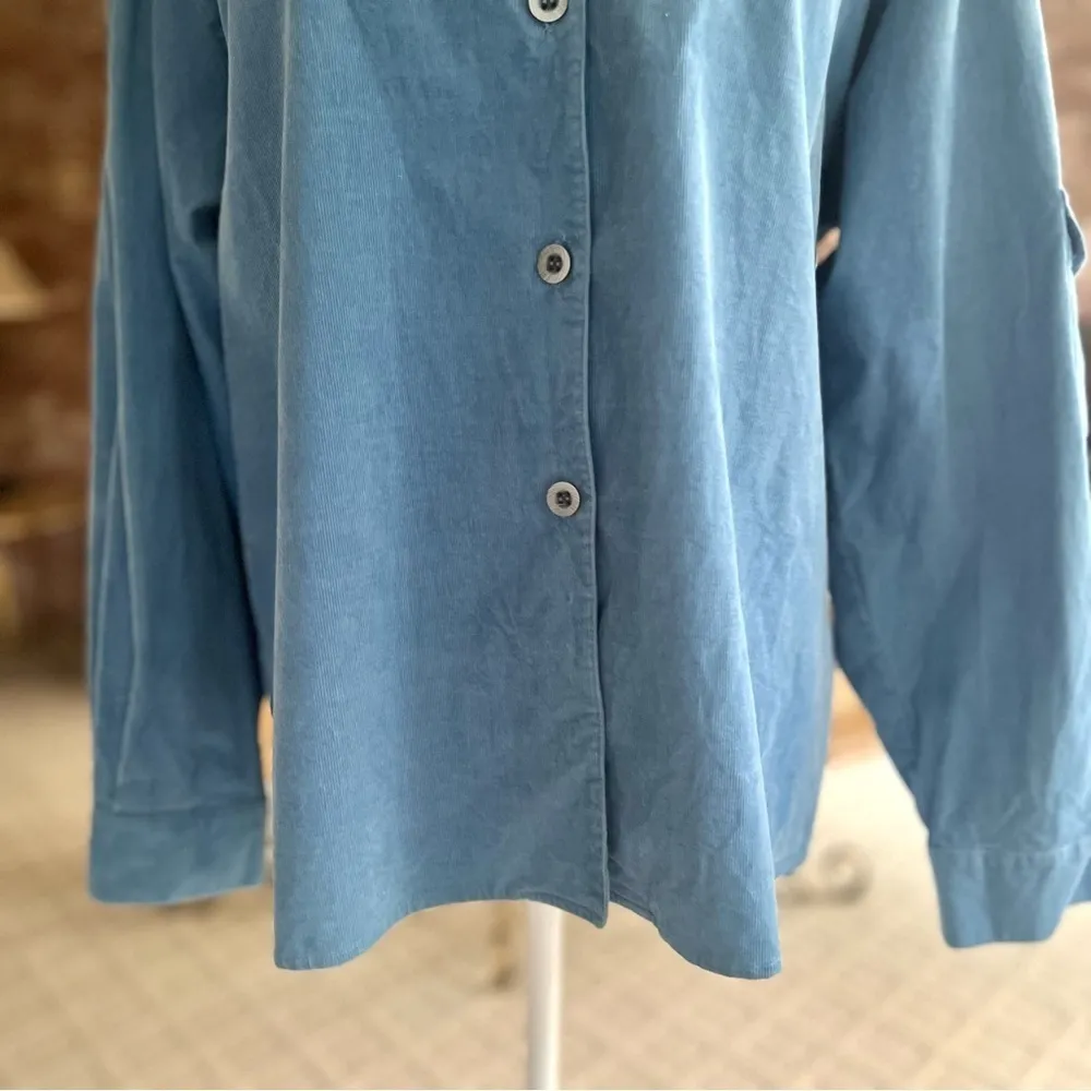 Worth Top Blue Corduroy Women’s Button Up Shirt 14 Work Job Casual - Image 4