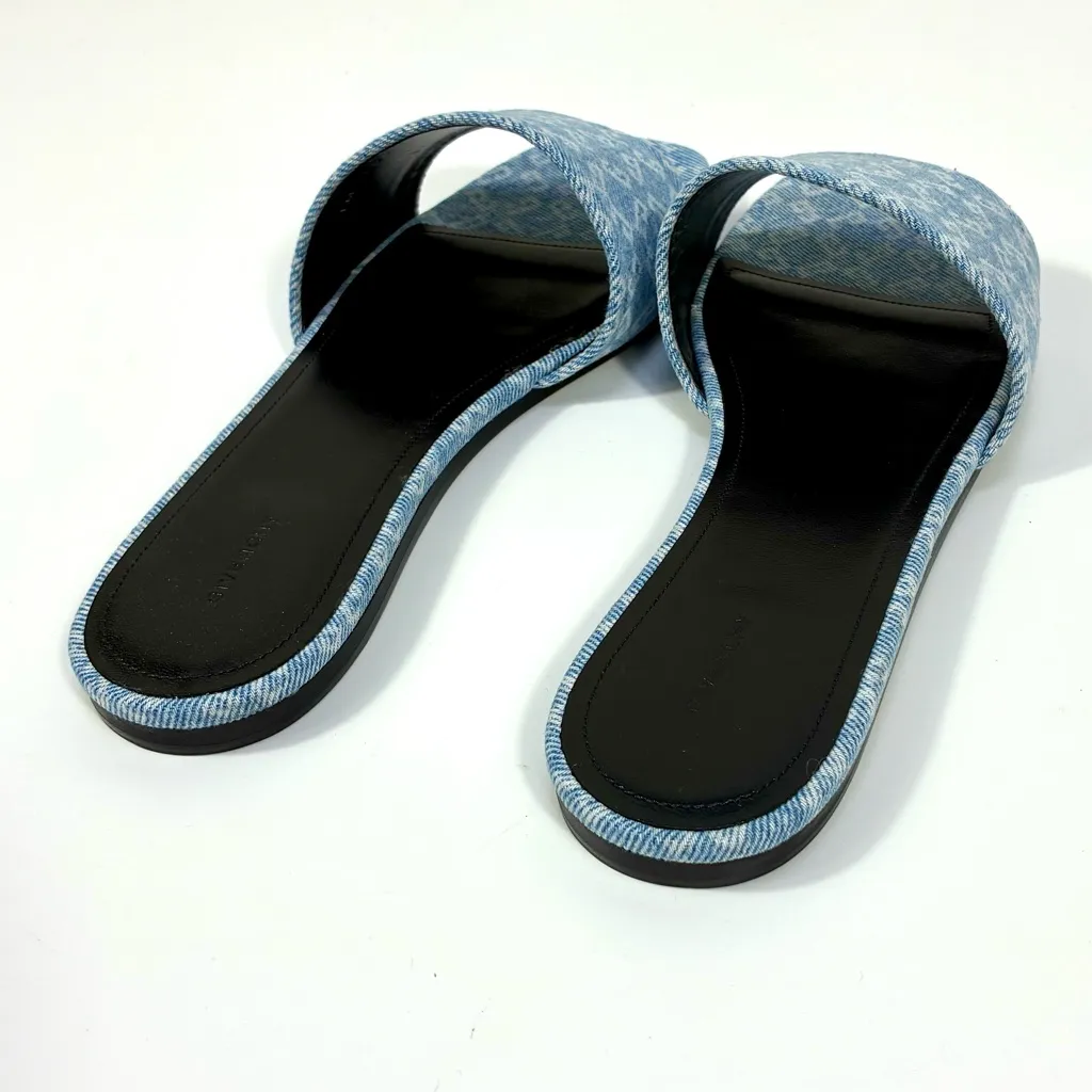 Givenchy 4G Flat Slide Sandals Denim Square Medium Blue Size 39 NEW BE306FE2BN - Image 11
