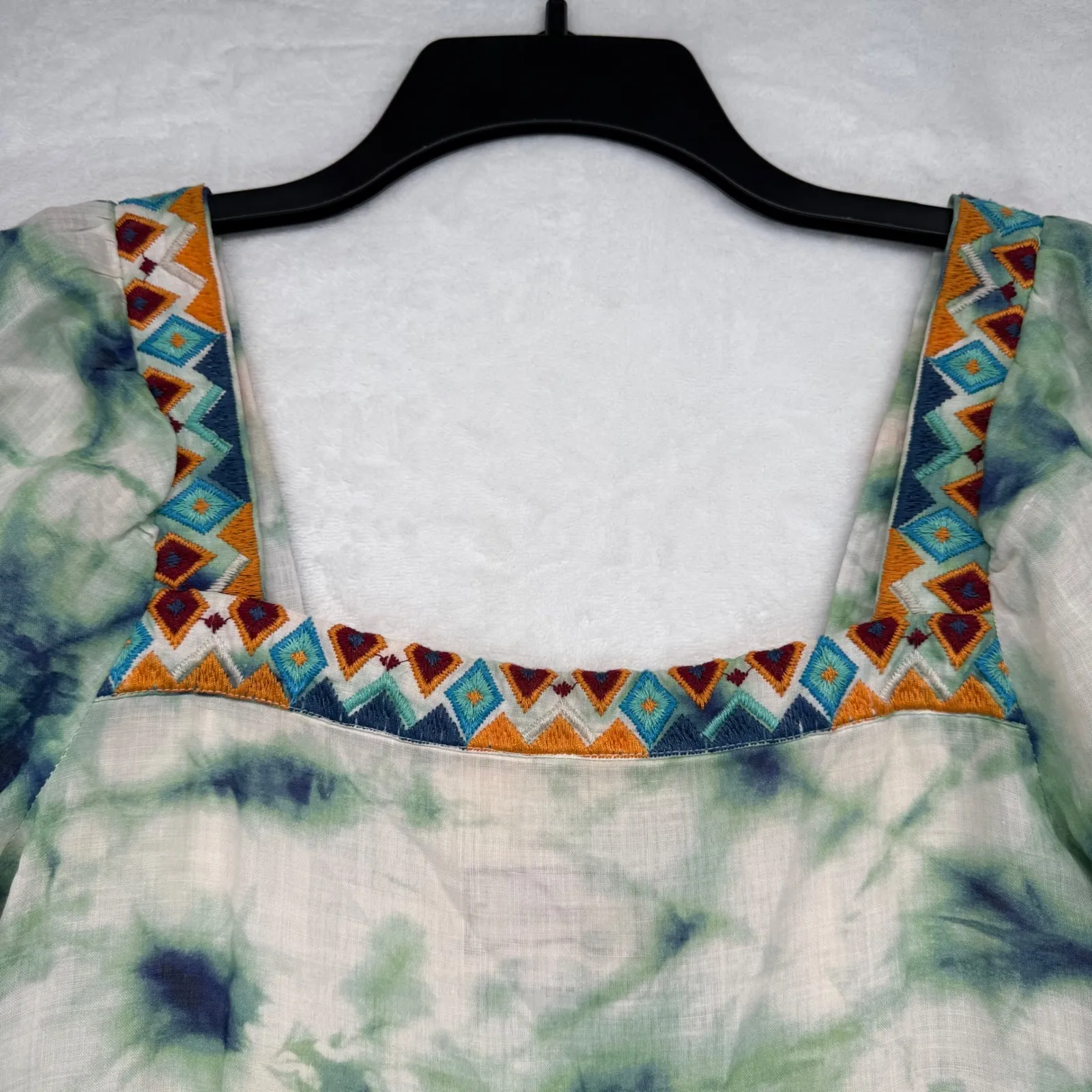 Johnny Was Workshop Maxi Dress Marble puff‎ sleeve Embroidered Neckline XS - Image 6