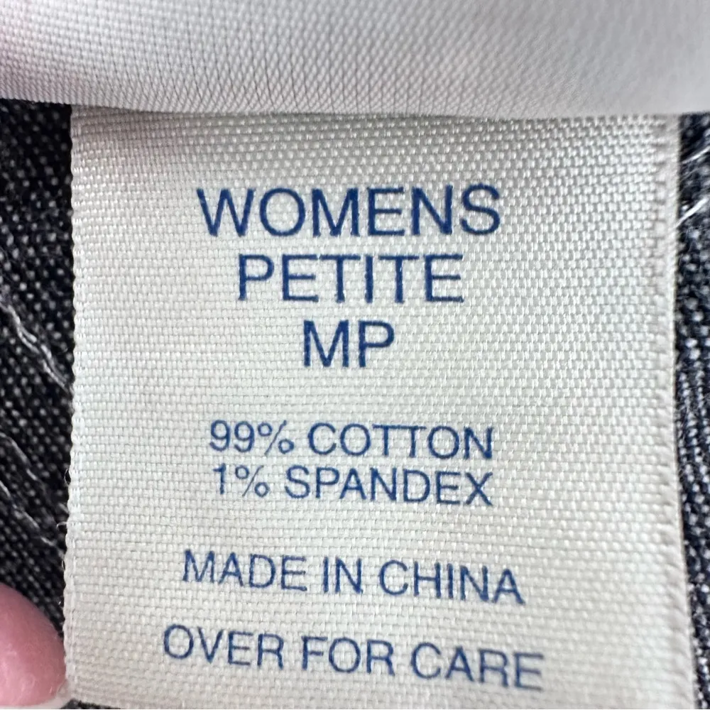 Vintage Dark Wash Denim Trenchcoat Swirl Eclectic 90s Women's Size Medium Petite Black - Image 3