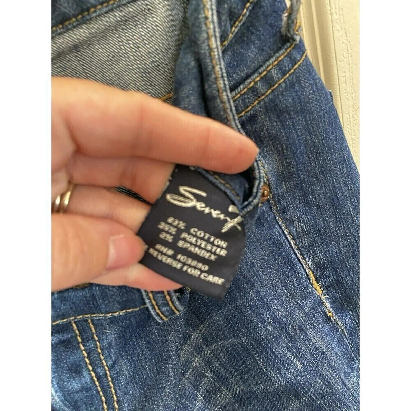 Seven7 Studio Wide Leg High Rise Studded Pockets Dark Wash Jeans Sz 8 - Image 5