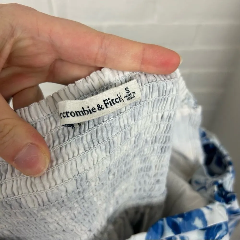 Abercrombie & Fitch Emerson Poplin Blue Floral Puff Sleeve Mini Dress Size S - Image 4