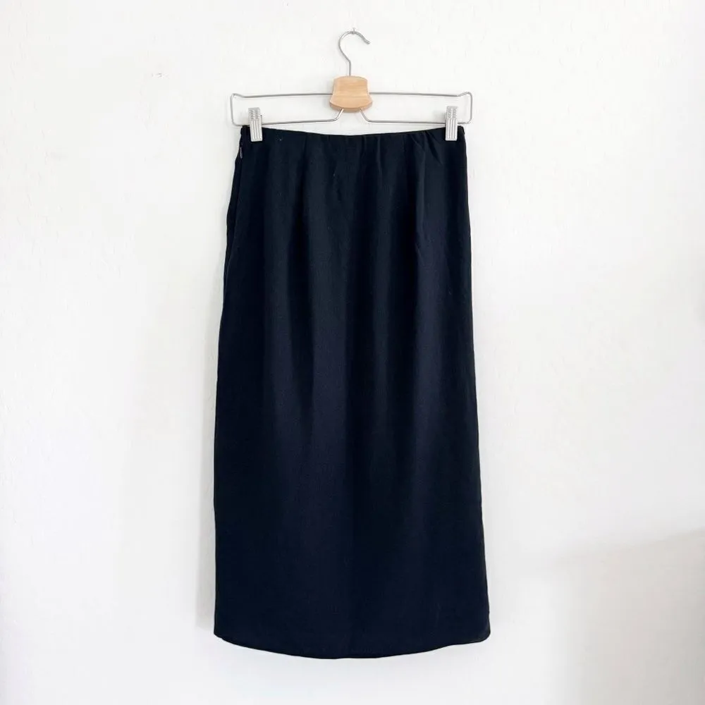 Abercrombie & Fitch black high slit midi skirt with side ruching Size XS - Image 5