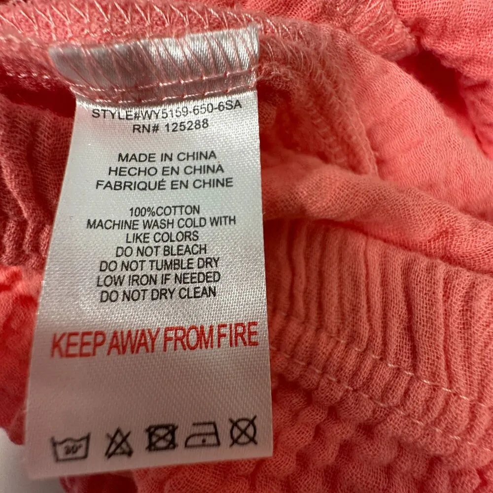 Jason Wu Pink Gauze Gauzy Short Sleeve Shorts Lounge Set Size Large - Image 3