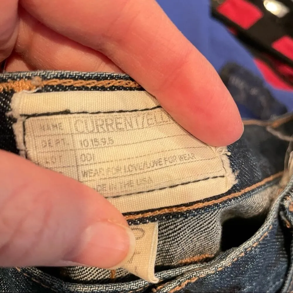 Current Elliott High Rise Distressed Raw Hem Baggy Straight Leg Ankle Jeans 24 - Image 10