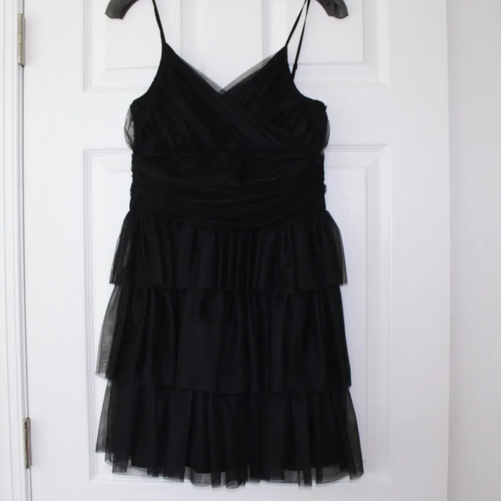 Maje Black Tiered Mini Dress with a Ruffled Skirt - Image 3