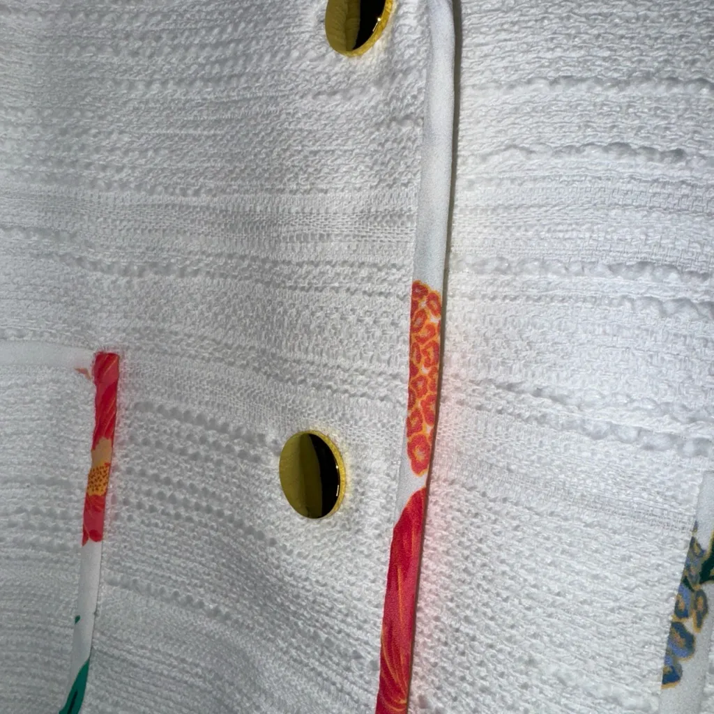 Kate Spade blossom trim tweed jacket‎ White/ivory Gold Button Blazer 4 - Image 4