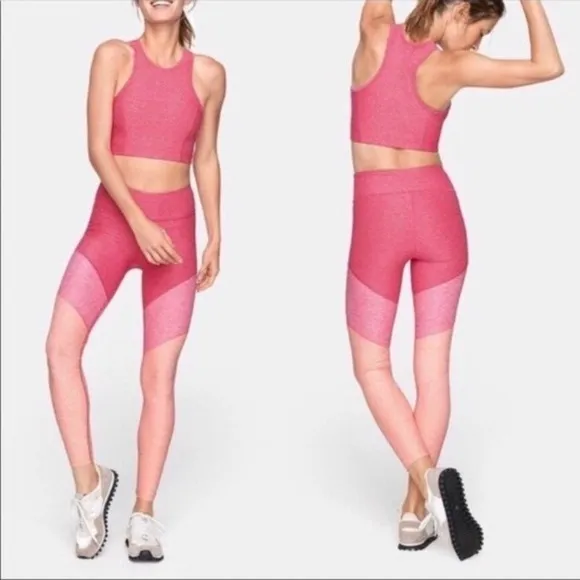OUTDOOR VOICES 7/8 Springs Leggings Flamingo Pink Colorblock Size Small EUC - Image 2
