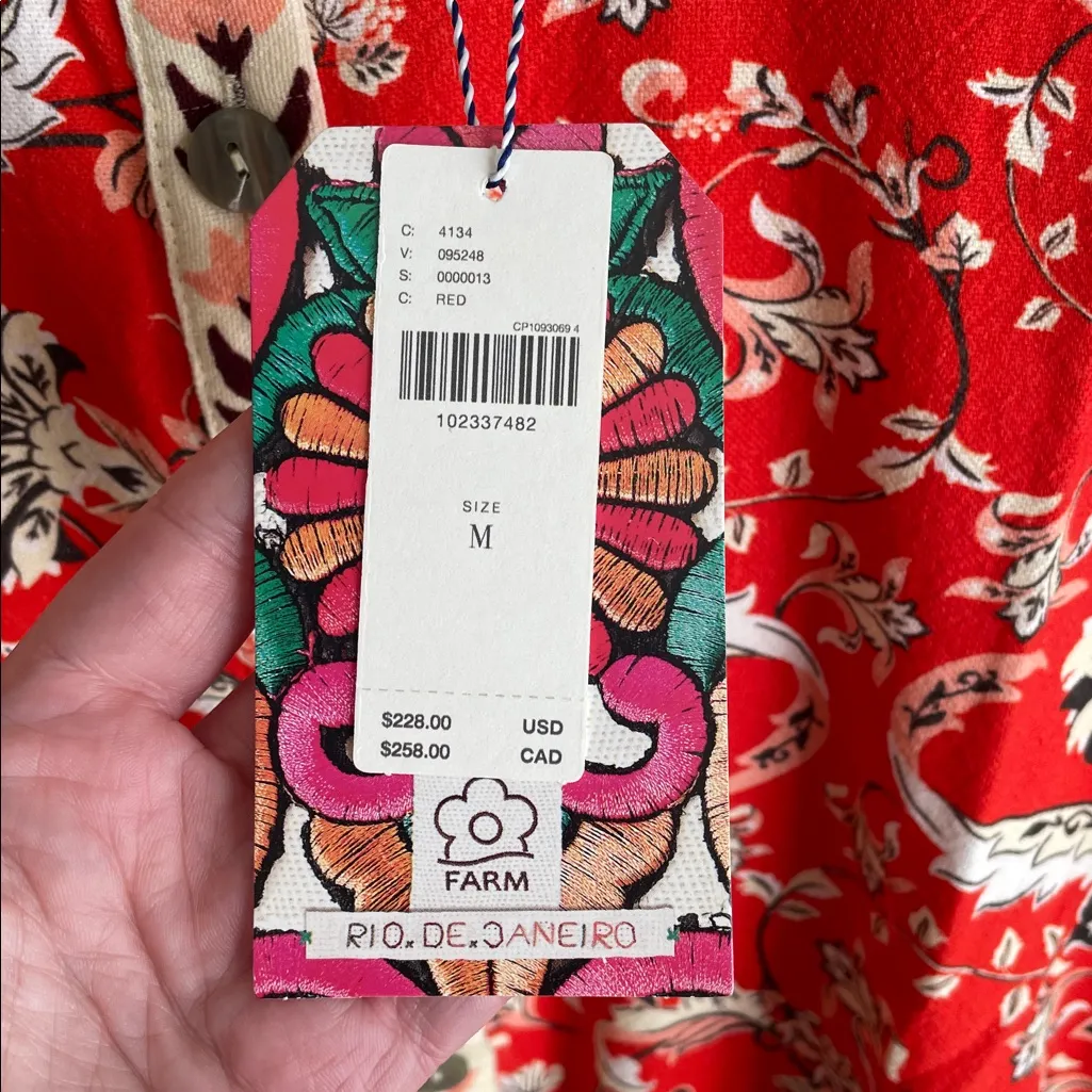 Farm Rio Anthropologie Long-Sleeve Printed Romper Red - Image 6