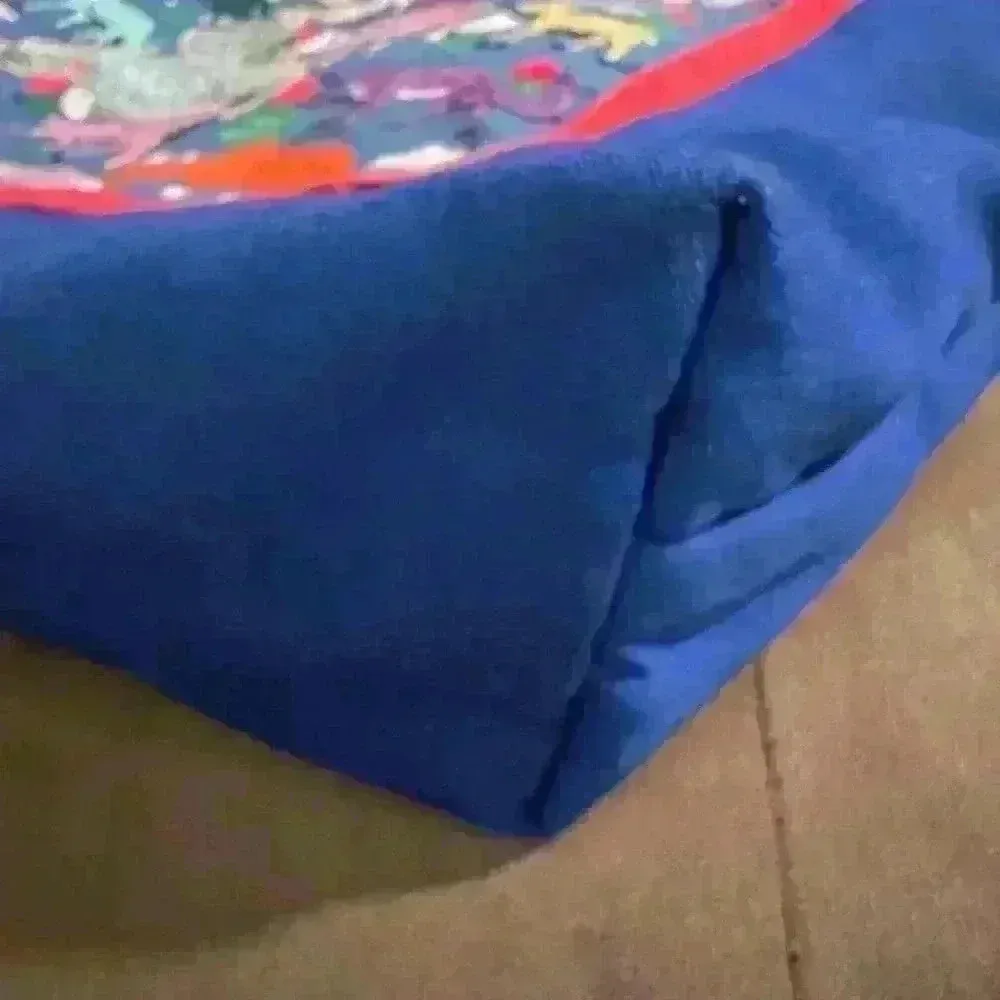 Quilted Blue Tote Bag with Animal Embroidery Boho Chic Anthropologie Style - Image 7